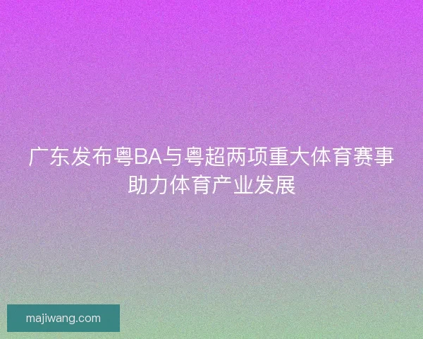 广东发布粤BA与粤超两项重大体育赛事助力体育产业发展